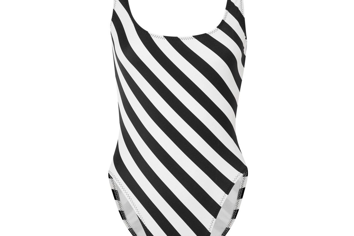 norma kamali striped swimsuit