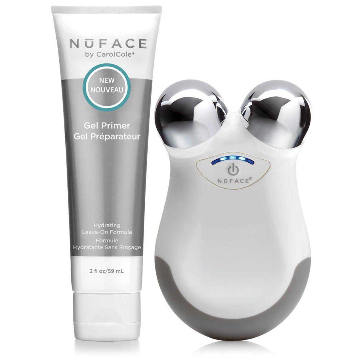 nuface mini petite facial toning device mini device and hydrating leave on gel primer
