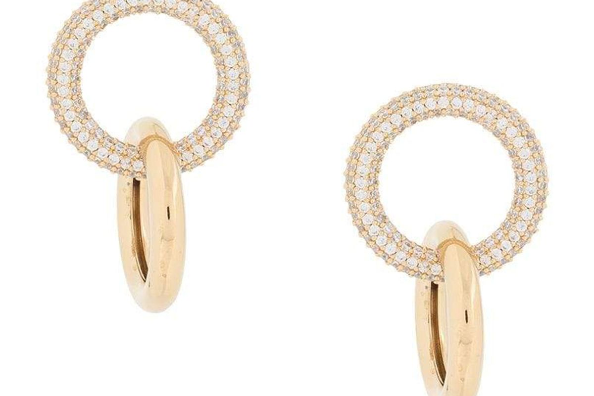 numbering double pave link earring