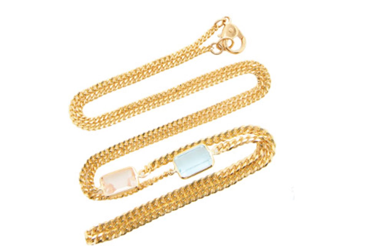 objet a 18k gold morganite and aquamarine necklace