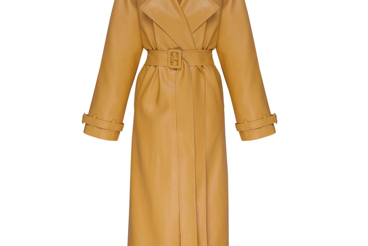 ochi ochiss1914 corn yellow eco leather trench coat