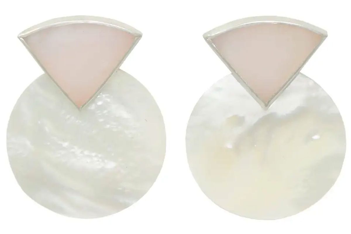 octave jewelry sterling silver sunrise earring in pink opal and mother of pearl