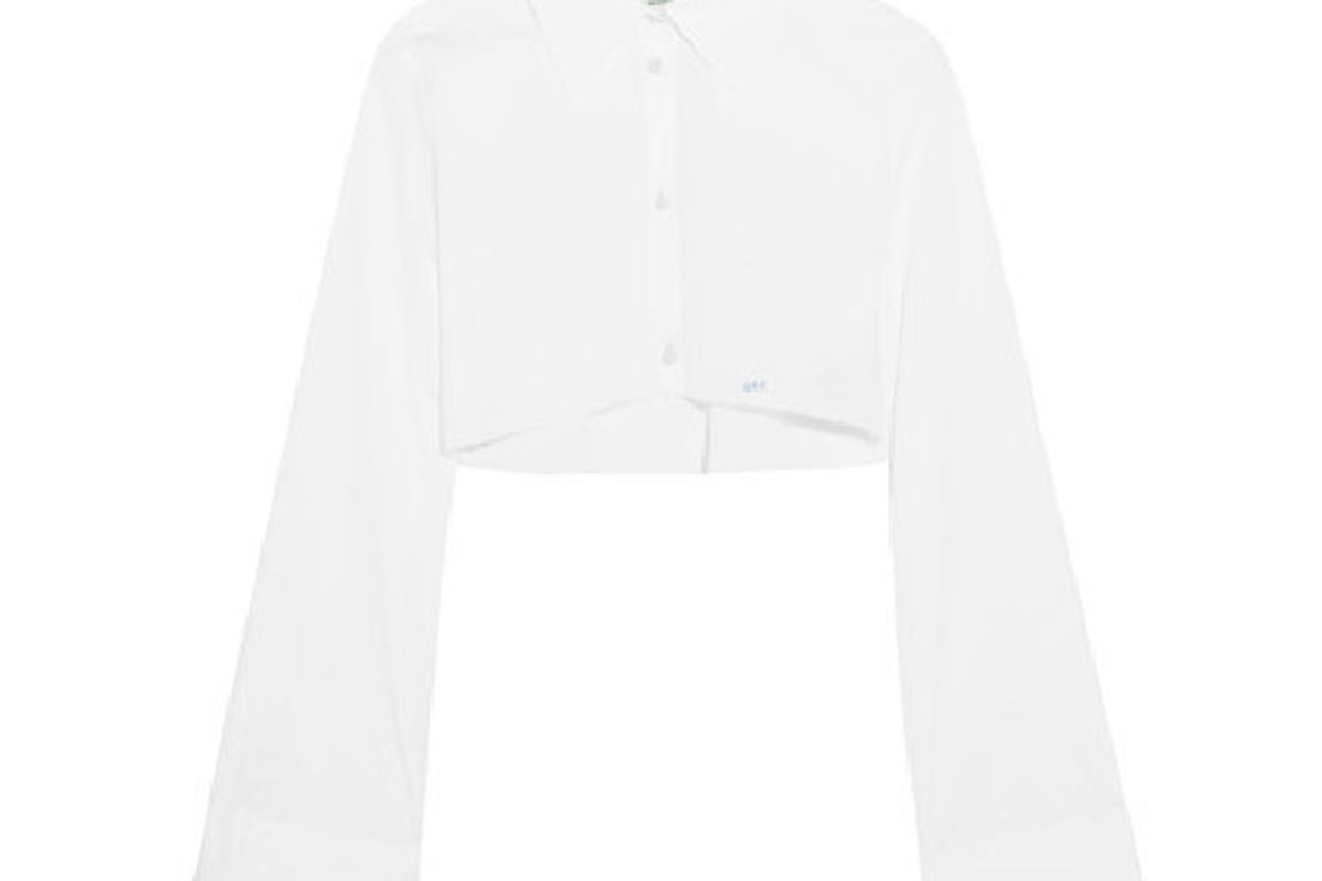 Cropped cotton-poplin shirt