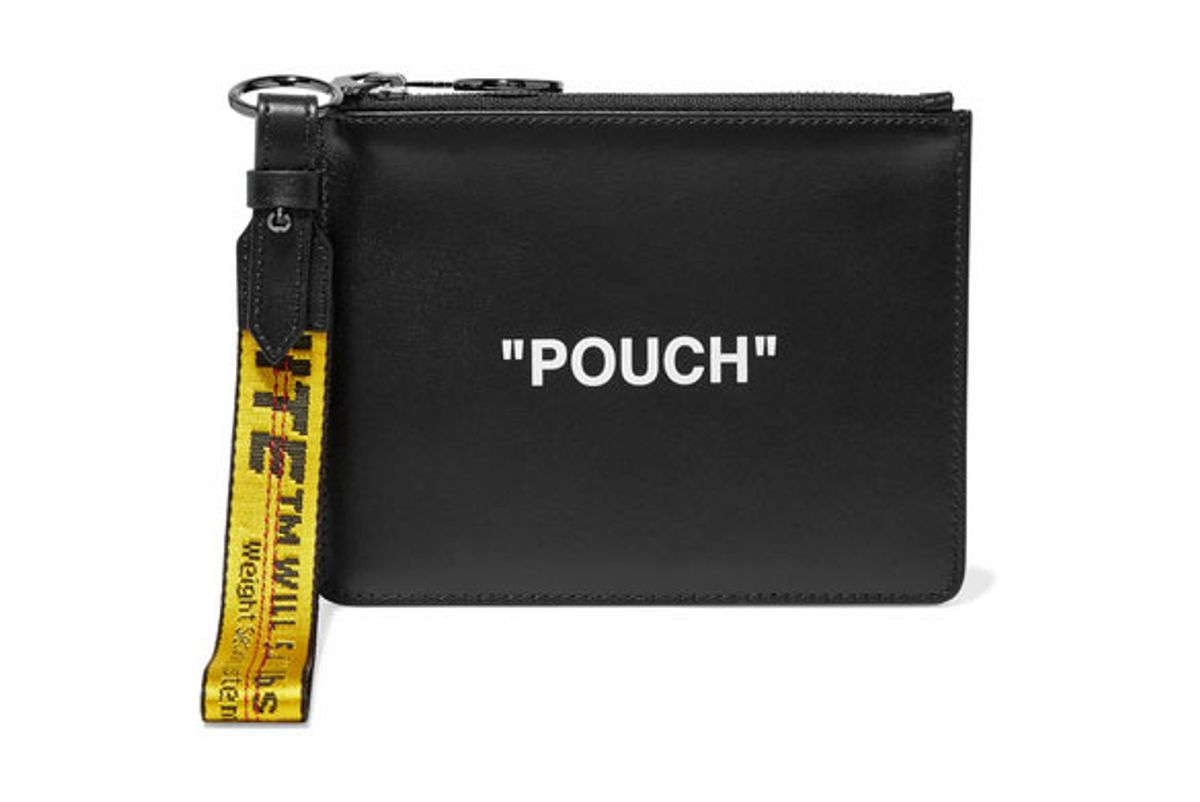 off-white printed leather pouch