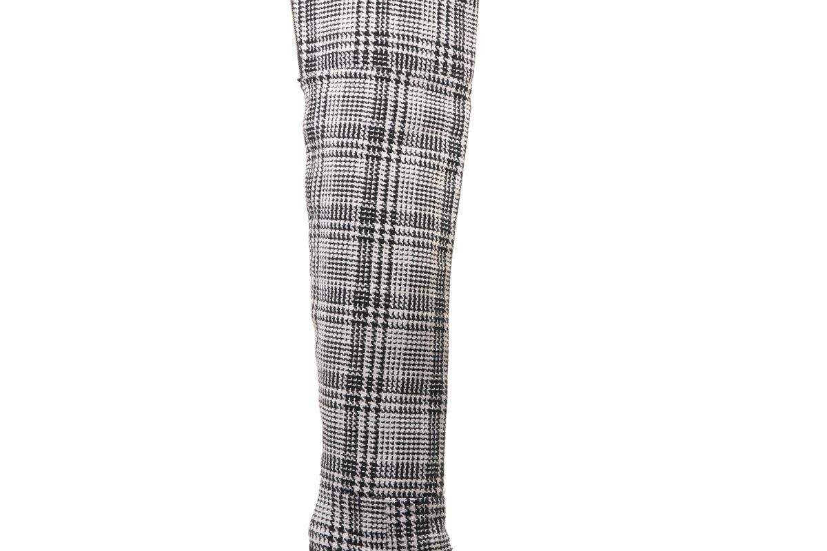 Tartan Textured-Knit Over-the-Knee Boots