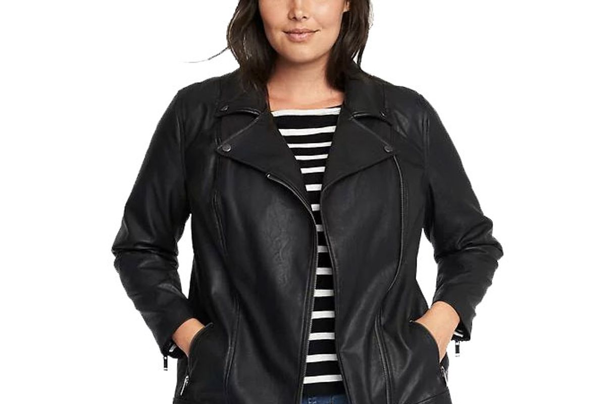 Plus-Size Faux-Leather Moto Jacket