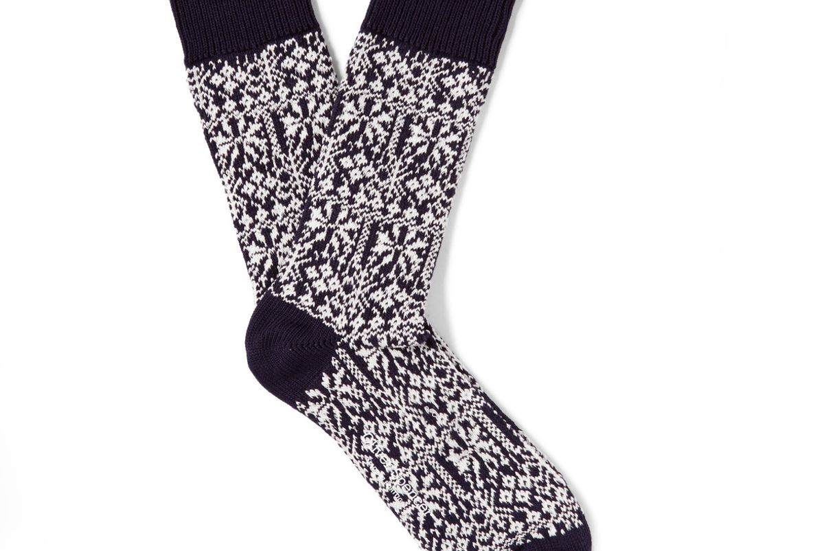 Fair Isle Stretch Cotton-Blend Socks