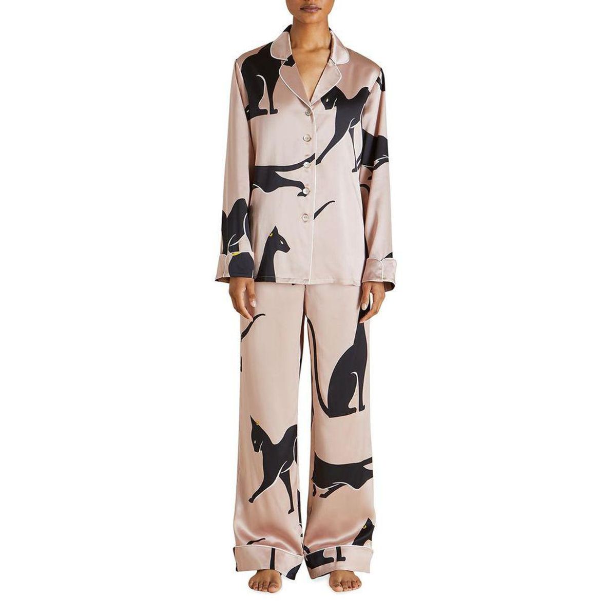 olivia von halle lila animal print silk pajama set