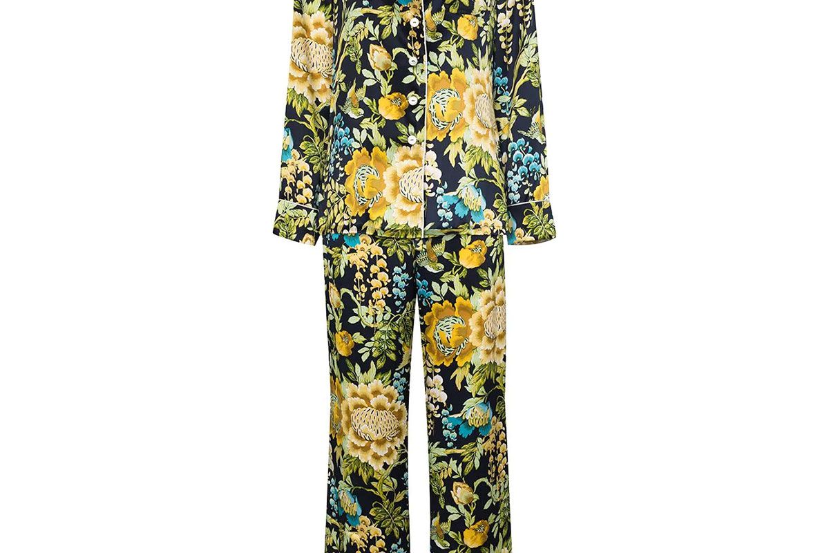 olivia von halle lila floral print silk pyjamas