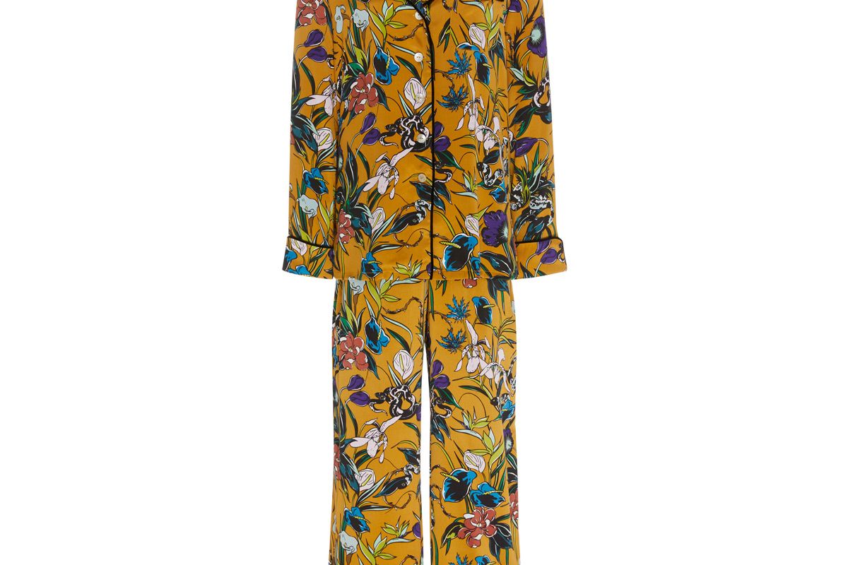 olivia von halle lila floral print silk satin pajamas