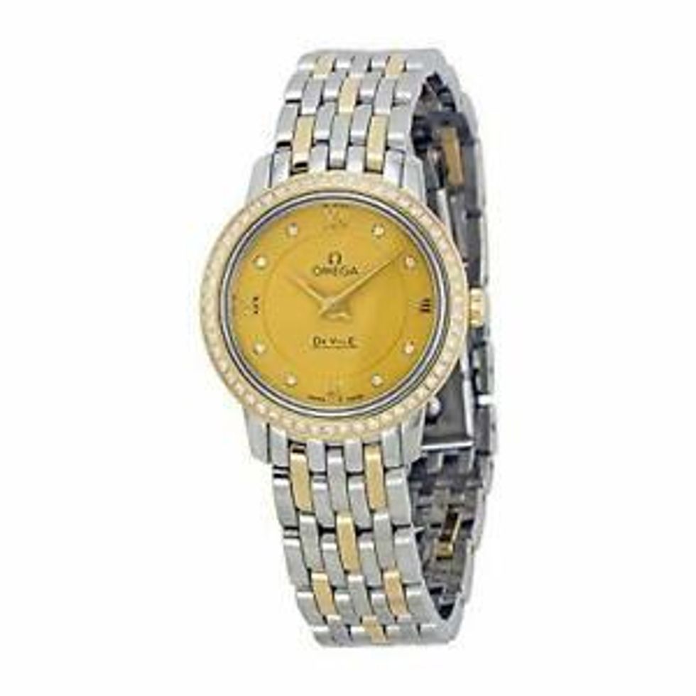 omega deville prestige quartz champagne dial ladies watch