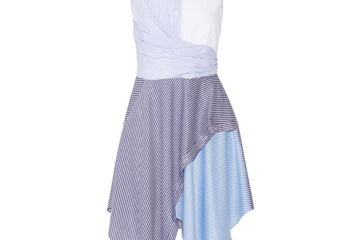 Cody Asymmetric Striped Cotton-Blend Poplin and Jersey Dress