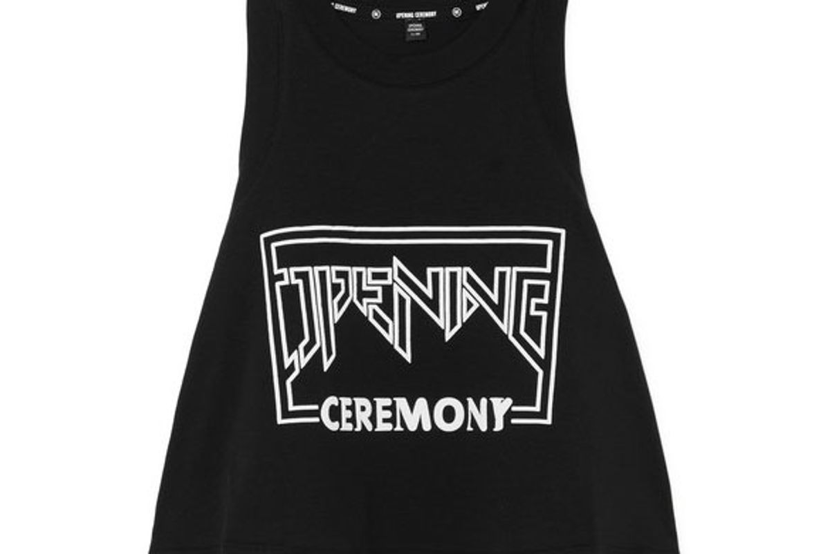 opening ceremony torch cropped printed cotton jersey tank