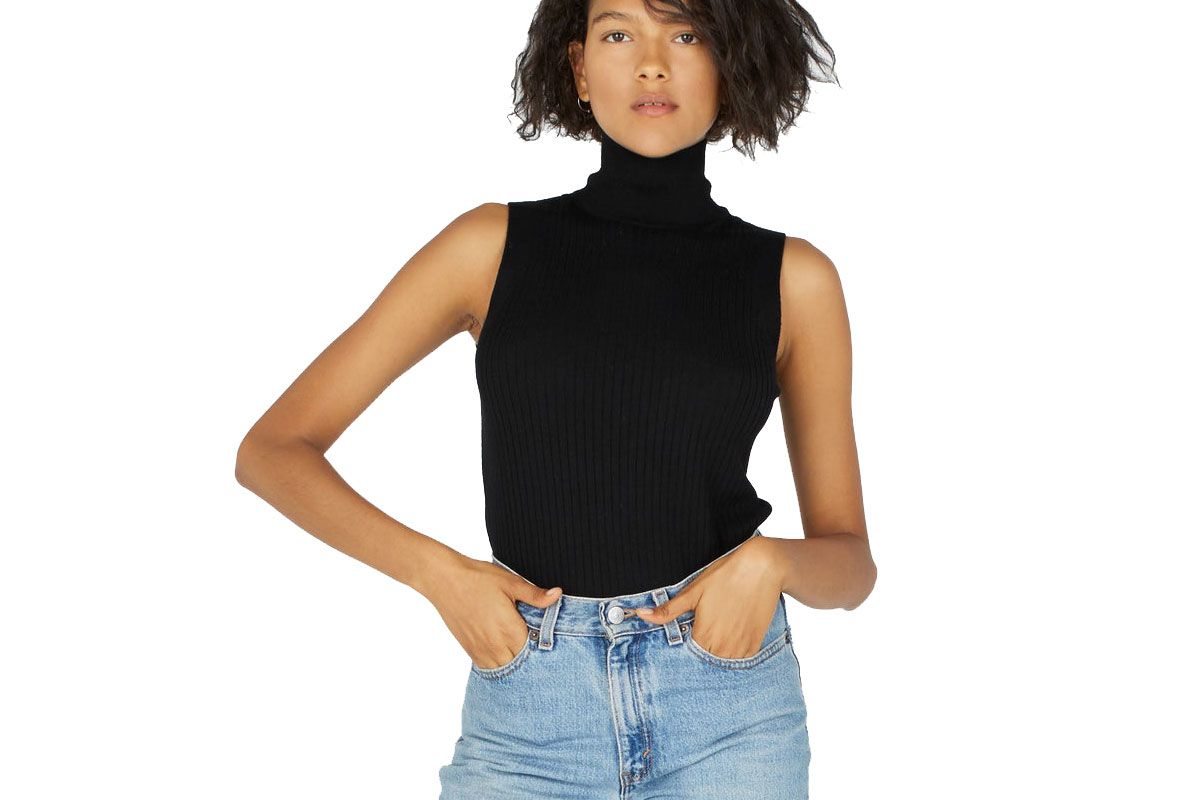 The Luxe Wool Ribbed Sleeveless Turtleneck