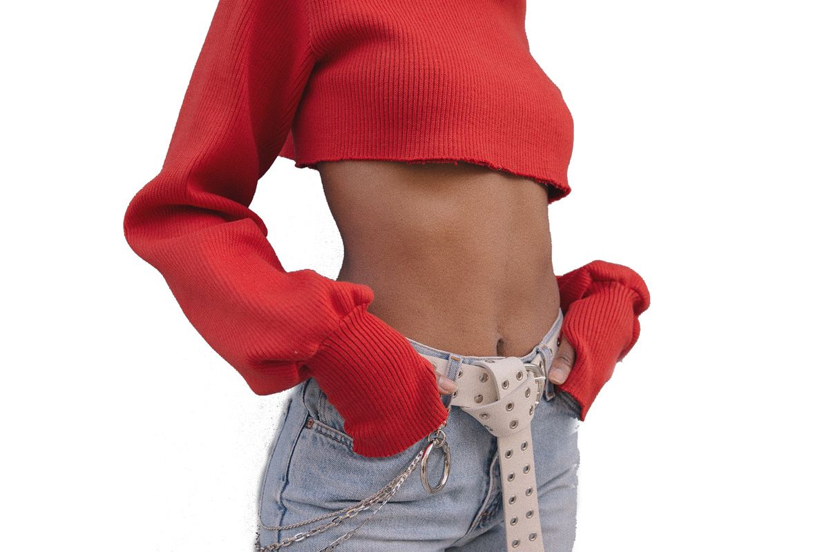 Chunky Knit Turtleneck in Cherry Red