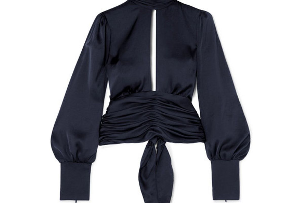 orseund iris night out ruched satin blouse