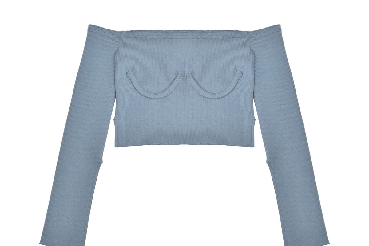 Off Shoulder Knit Blue