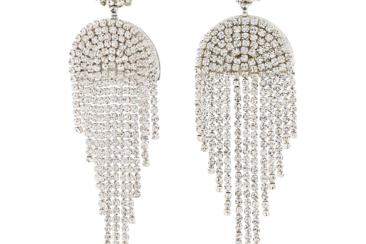 oscar de la renta crystal drapedd fringe earrings