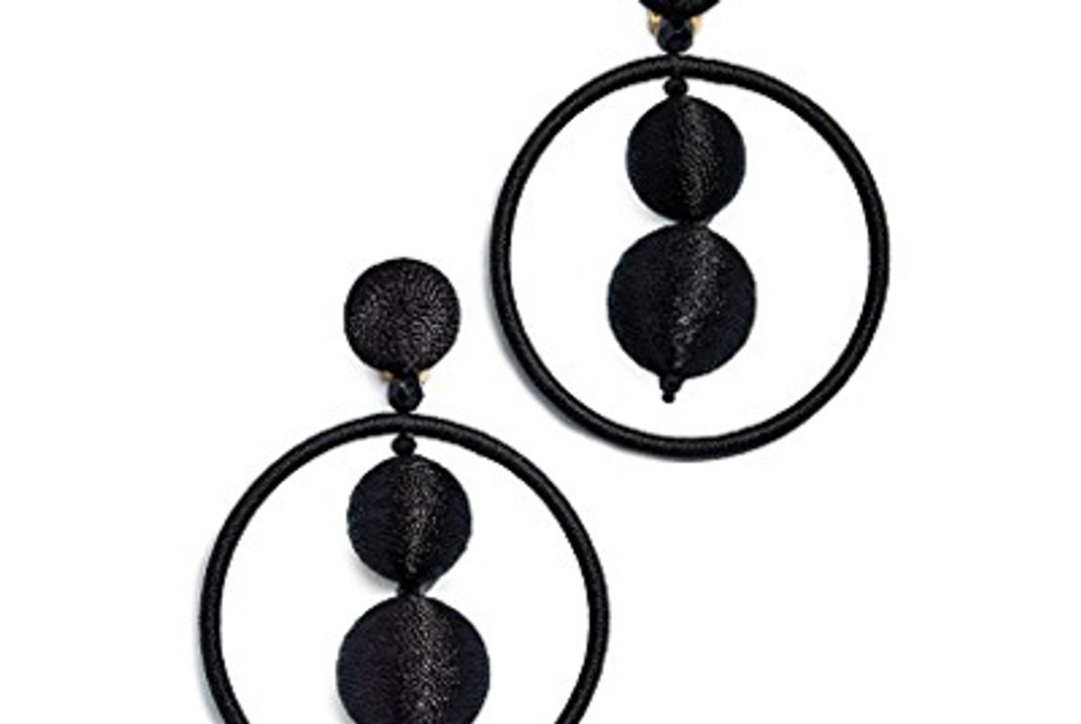 oscar de la renta double beaded ball hoop earrings