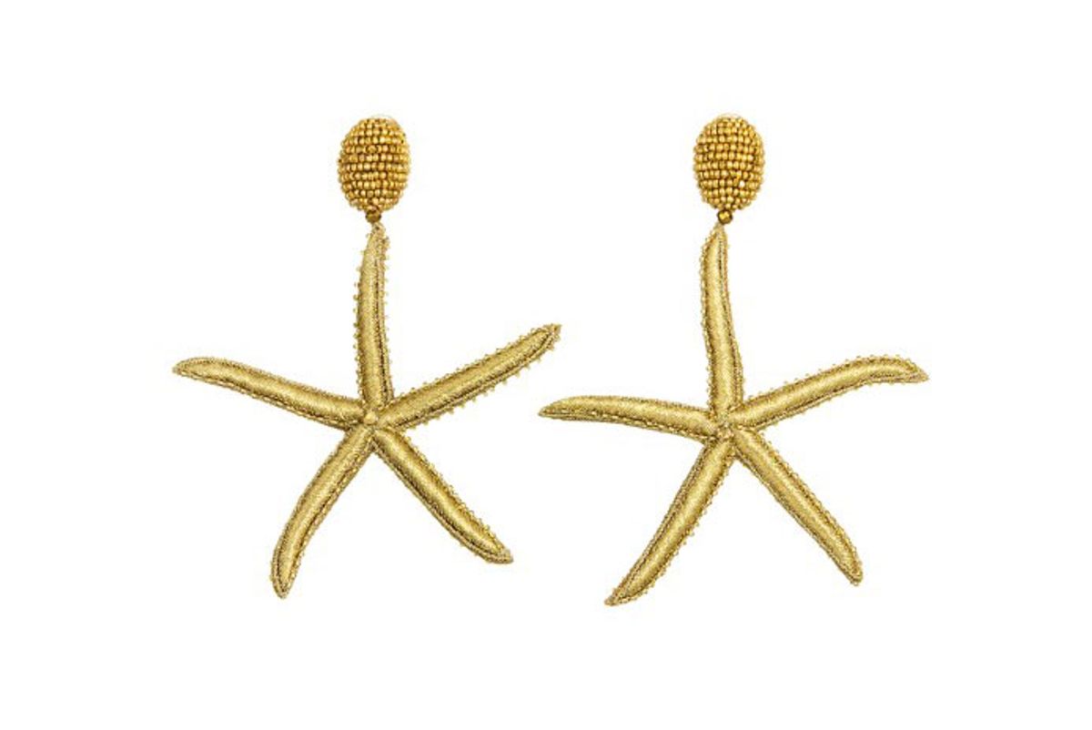 oscar de la renta gold threaded star fish earrings