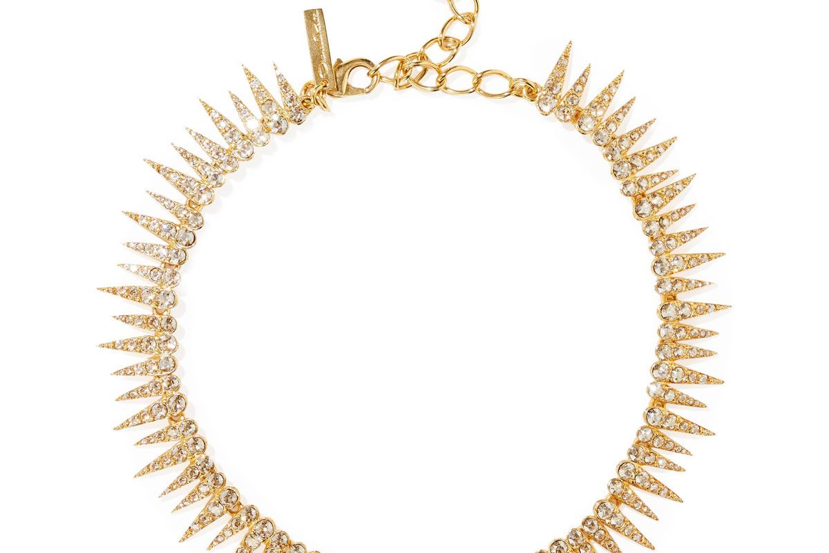 oscar de la renta gold tone crystal necklace