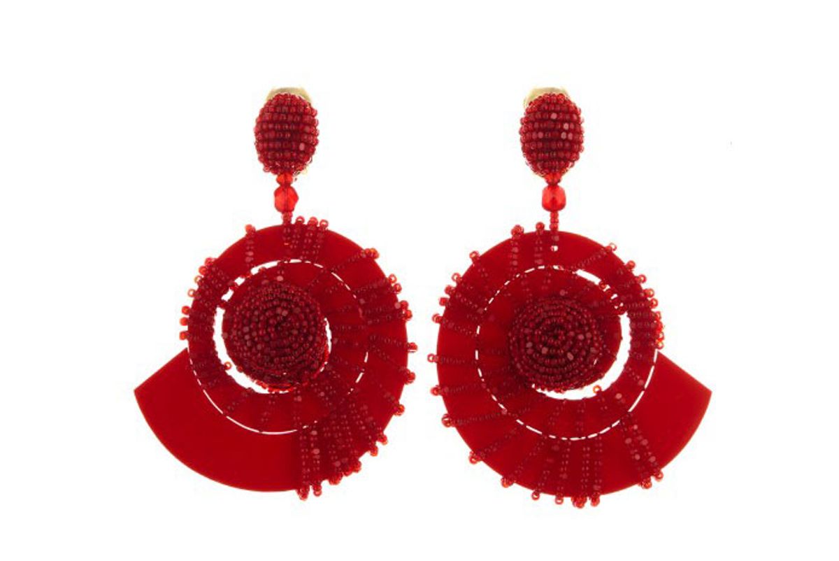 oscar de la renta mulberry beaded red seashell earrings
