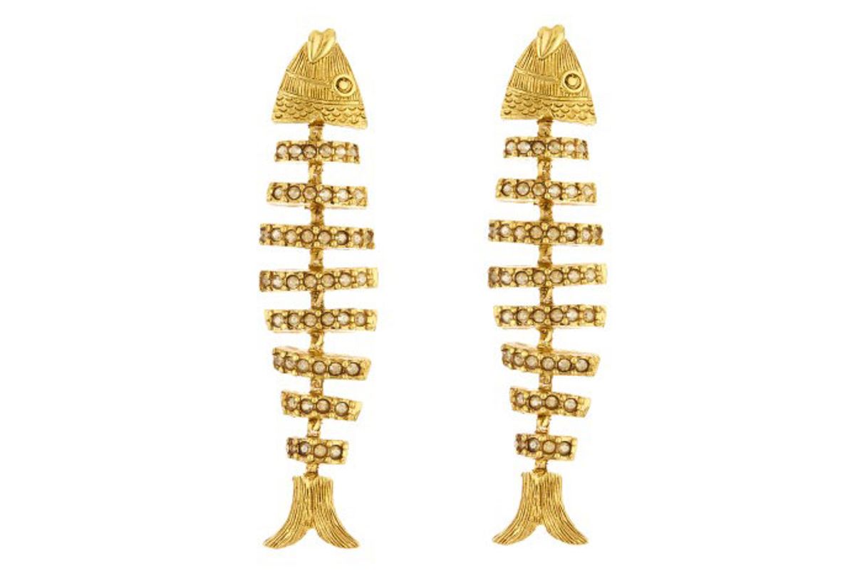 oscar de la renta pave fish earrings