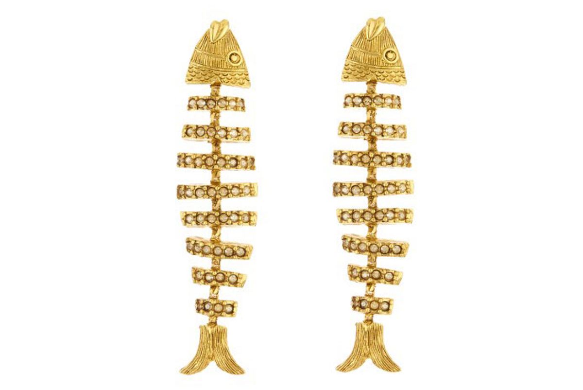 oscar de la renta pave fish earrings