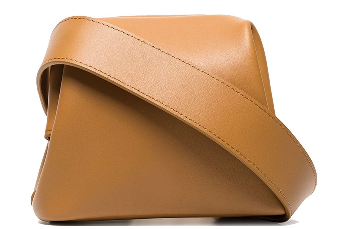 osoi camel peanut brot leather belt bag