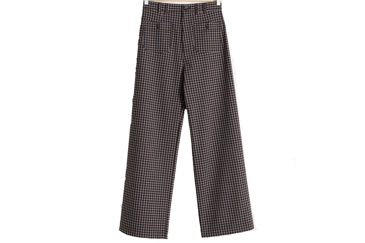 other stories kick flare plaid pants black