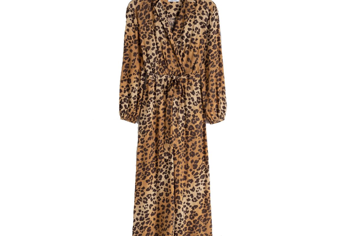 & other stories long sleeve leopard print jumpsuit