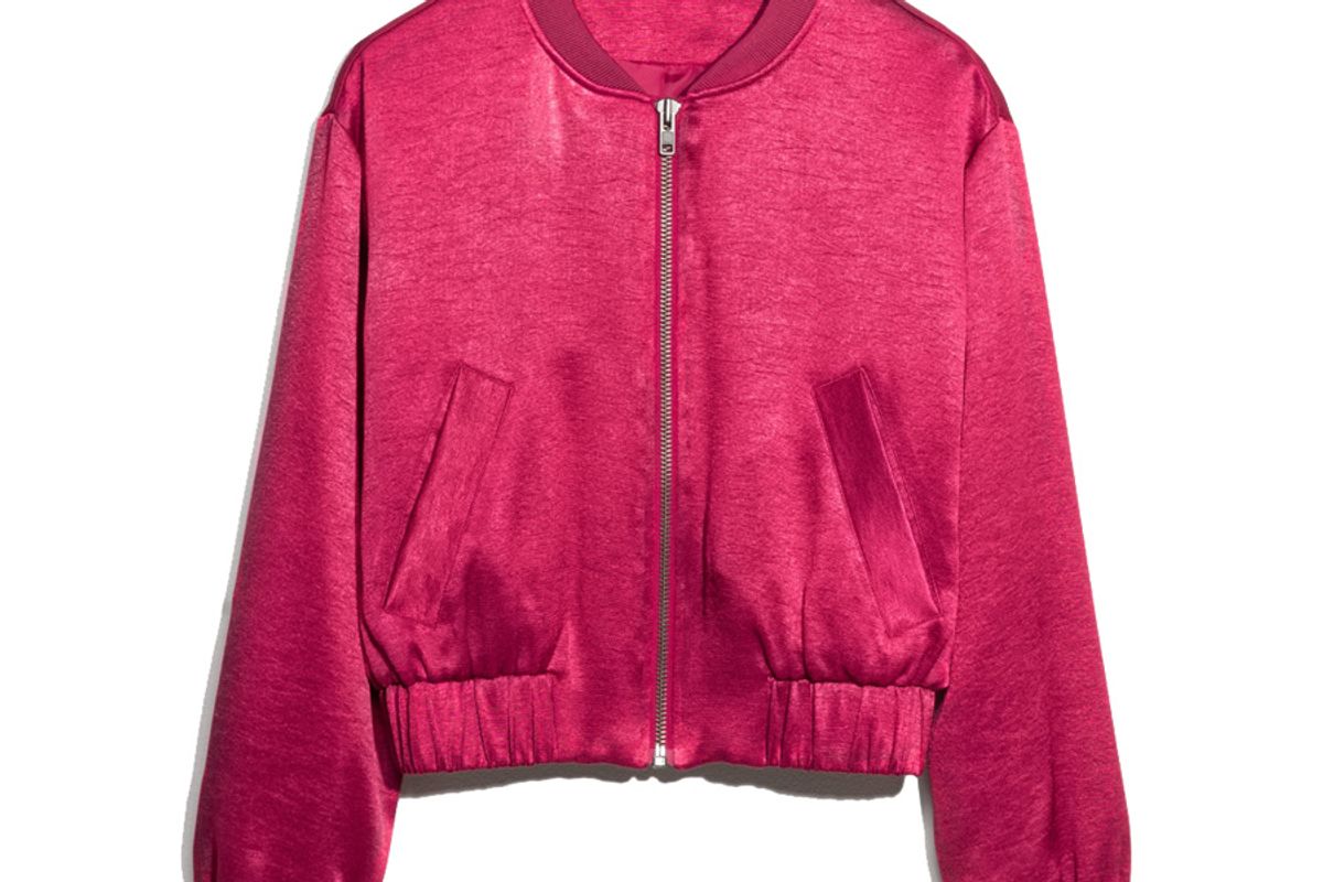 Lustrous Cropped Bomber Jacket