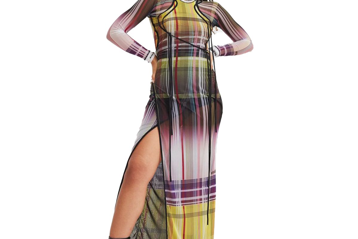 ottolinger plaid mesh dress