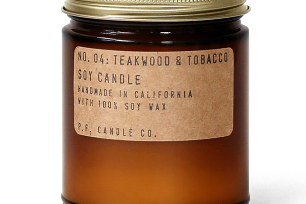 p.f. candle co no 4 teakwood and tobacco soy candle