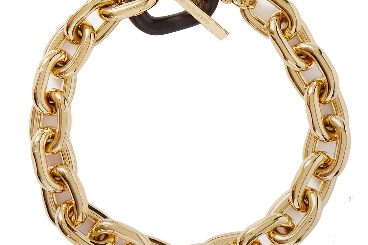 paco rabanne gold tone and acrylic necklace