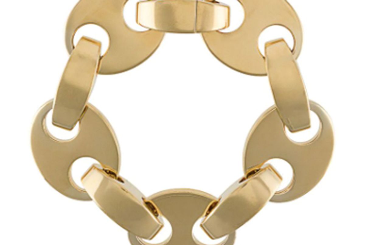 paco rabanne gold tone disc clasp bracelet