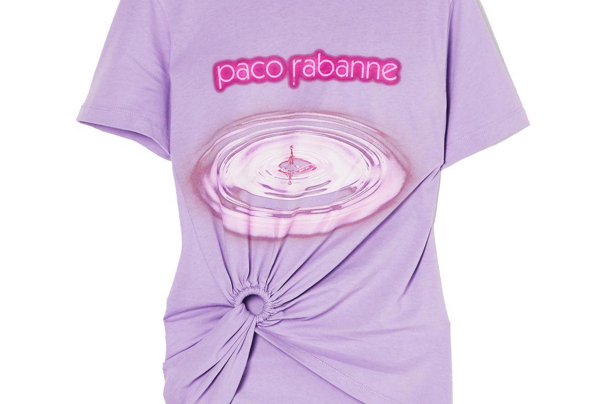 paco rabanne knotted printed cotton jersey t shirt
