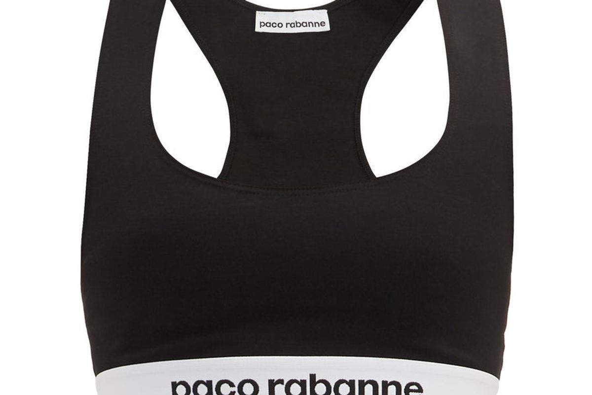 paco rabanne logo jacquard sports bra