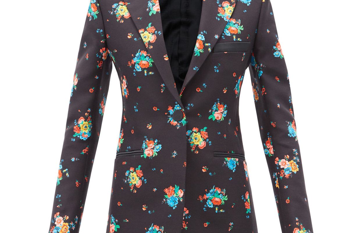 paco rabanne single breasted floral print cotton blend jacket