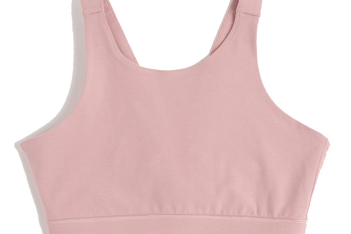 pact high neck sports bra dusty rose