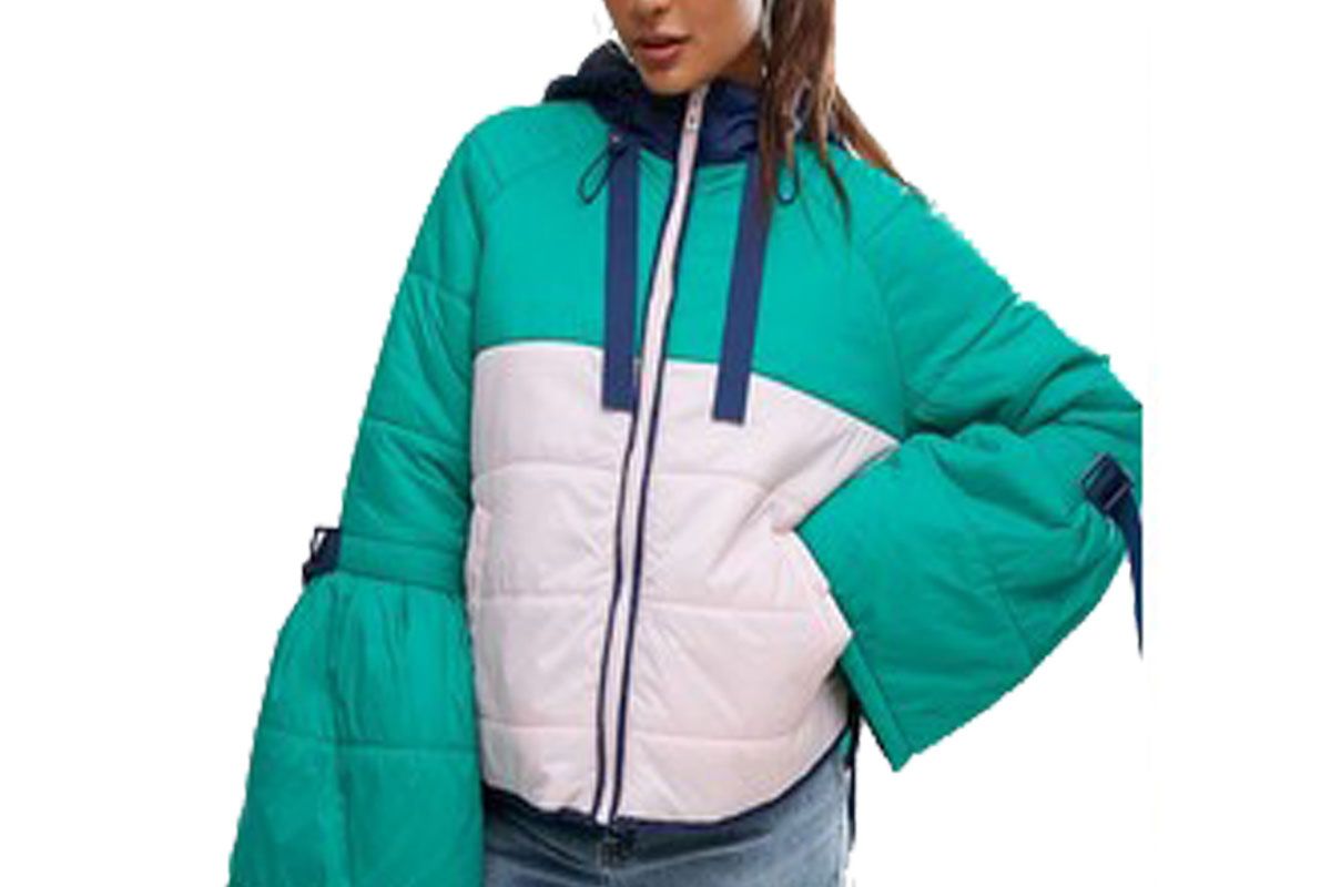Padded Jacket in Color Block with Straps