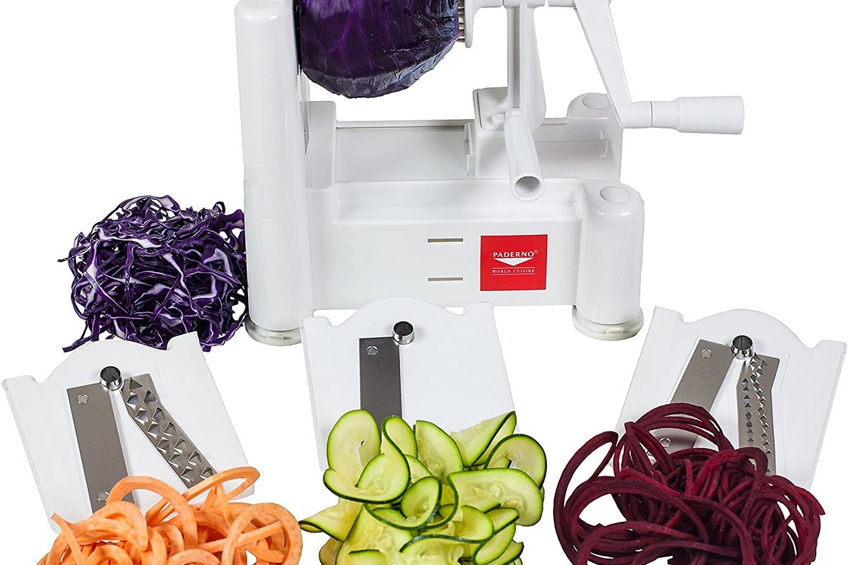 paderno world cuisine 3 blade vegetable slicer spiralizer