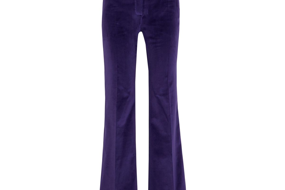 pallas satin trimmed cotton velvet flared pants