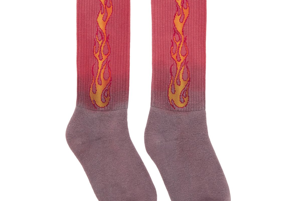 palm angels purple and red flame socks