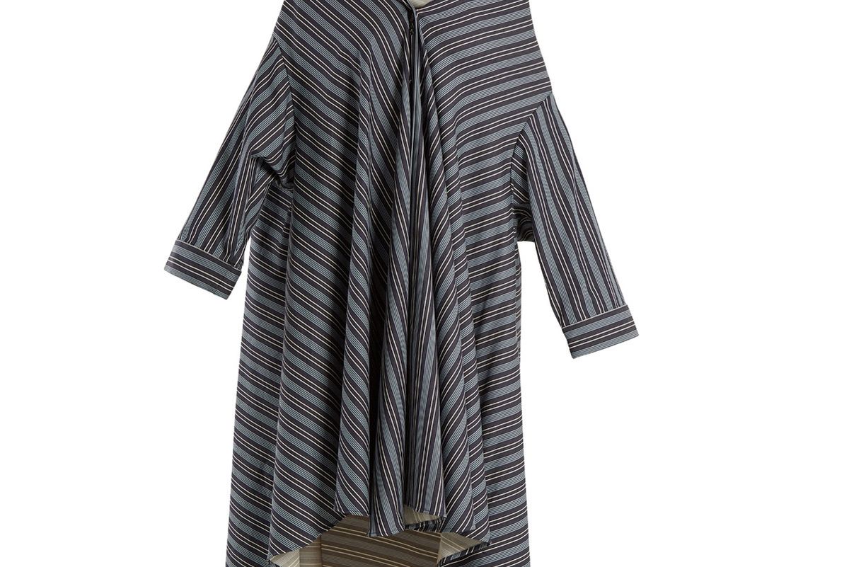 Off-the-Shoulder Striped Cotton-Blend Dress