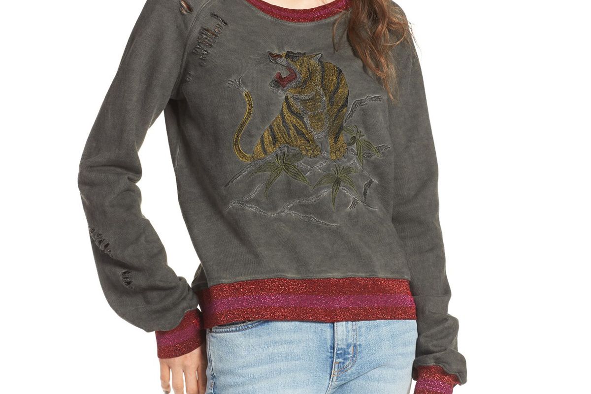 Embroidered Split Back Sweatshirt