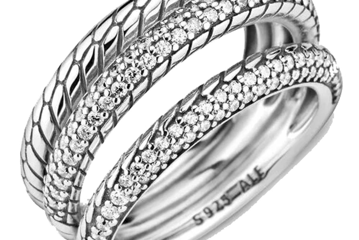 pandora triple band pave snake chain pattern ring