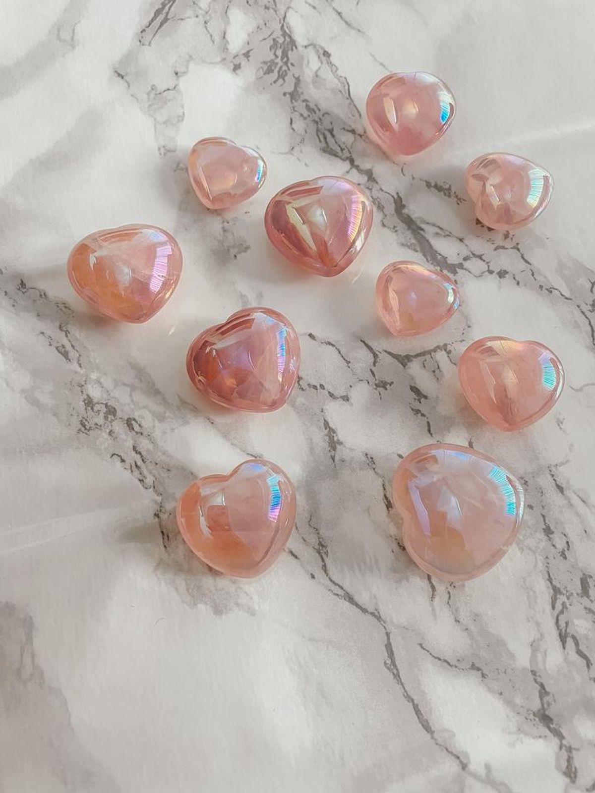 peach and pixie aura rose quartz heart