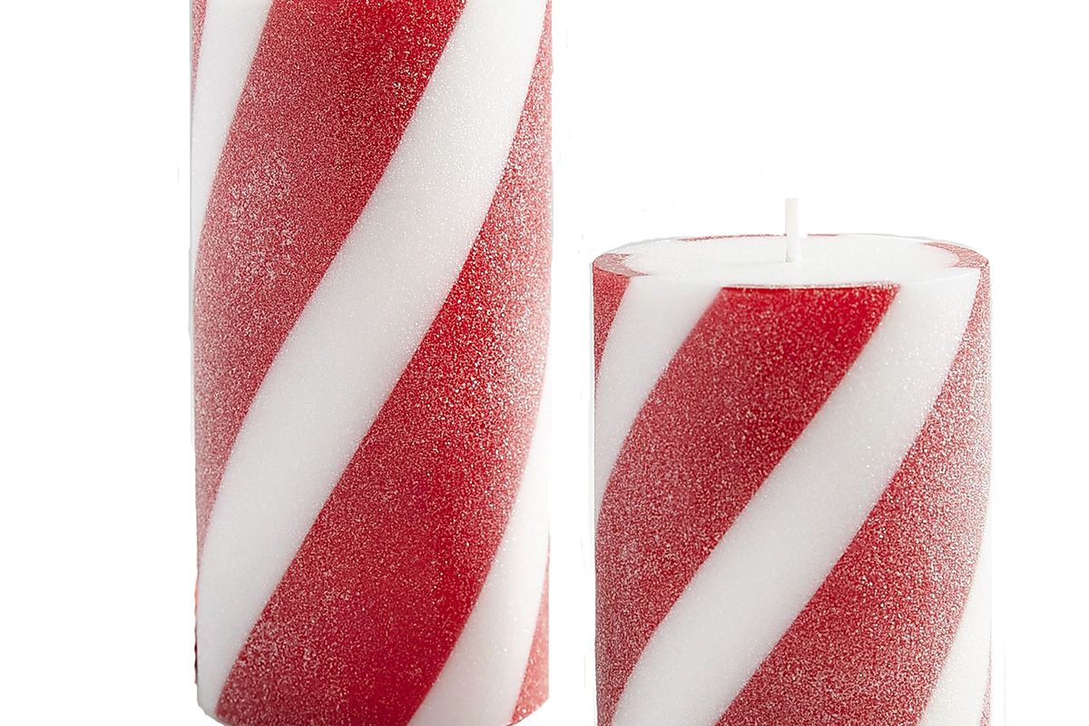 Peppermint Party Collection Striped Pillar Candles