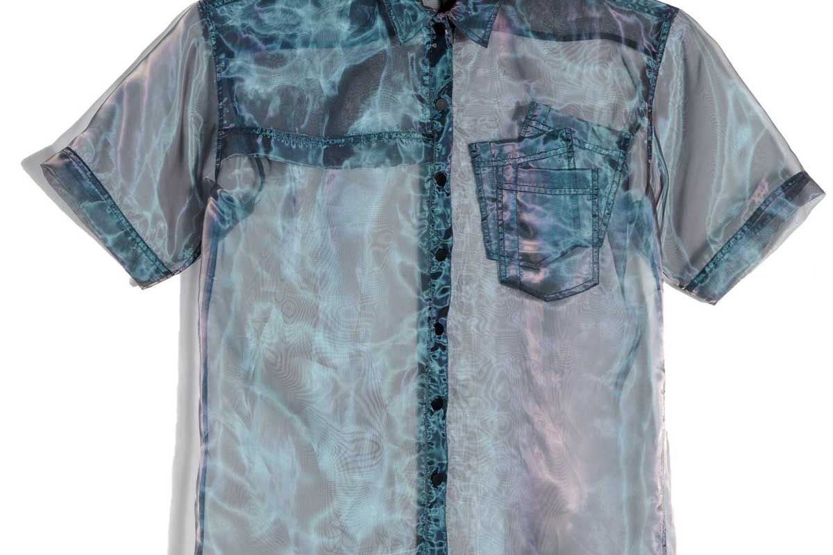 perfect number organza short sleeve oversized shirt grey crisp